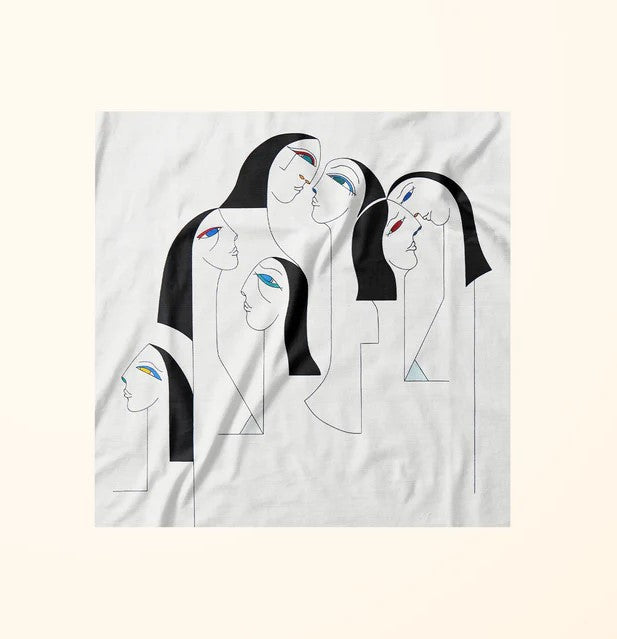 Les Religieuses · Handkerchief · Eco-friendly Soft Elegant Cotton 3 Layer Handkerchief · Unisex Customizable Art Design · 100% Pure Cotton