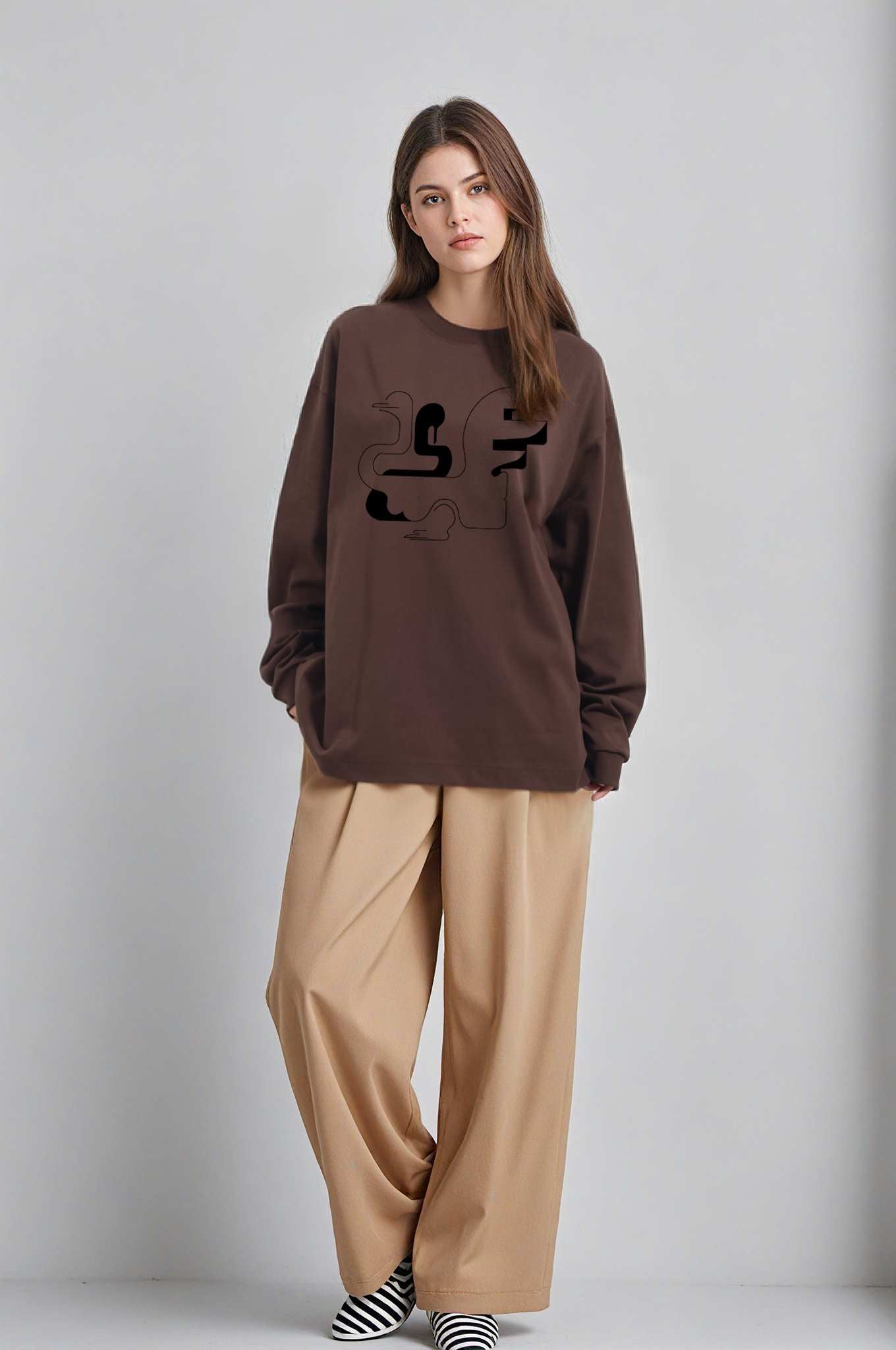 Long Sleeve T-Shirt - Basic Style (330g) in Espresso Brown