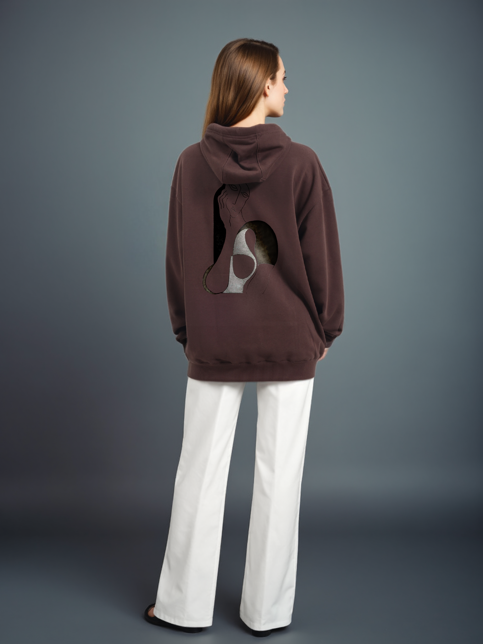 Hoodie - High Neck (450g) in Coffee