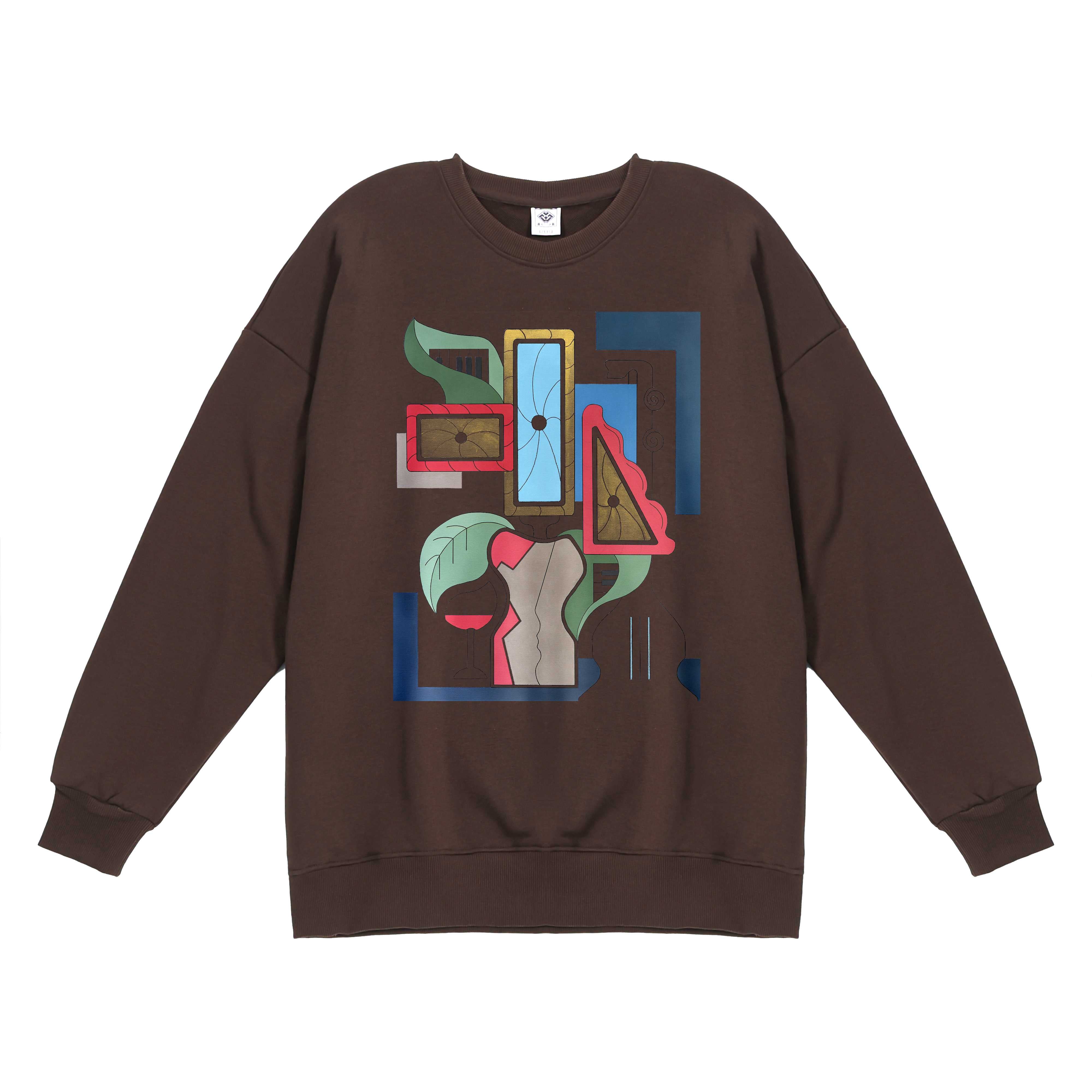 Crewneck Sweatshirt - Basic Style (380g) in Espresso Brown