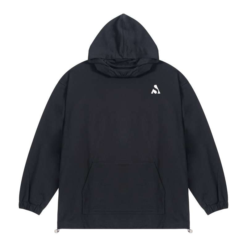 Hoodie - High Neck (450g) in Black