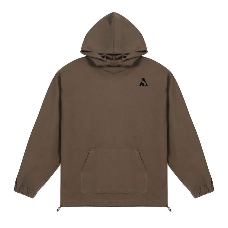 Hoodie - High Neck (450g) in Coffee