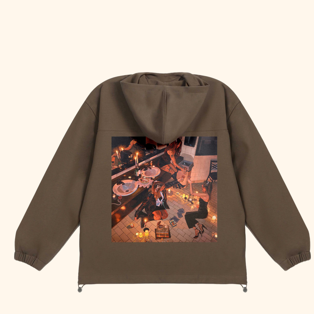 Hoodie - High Neck (450g) in Coffee