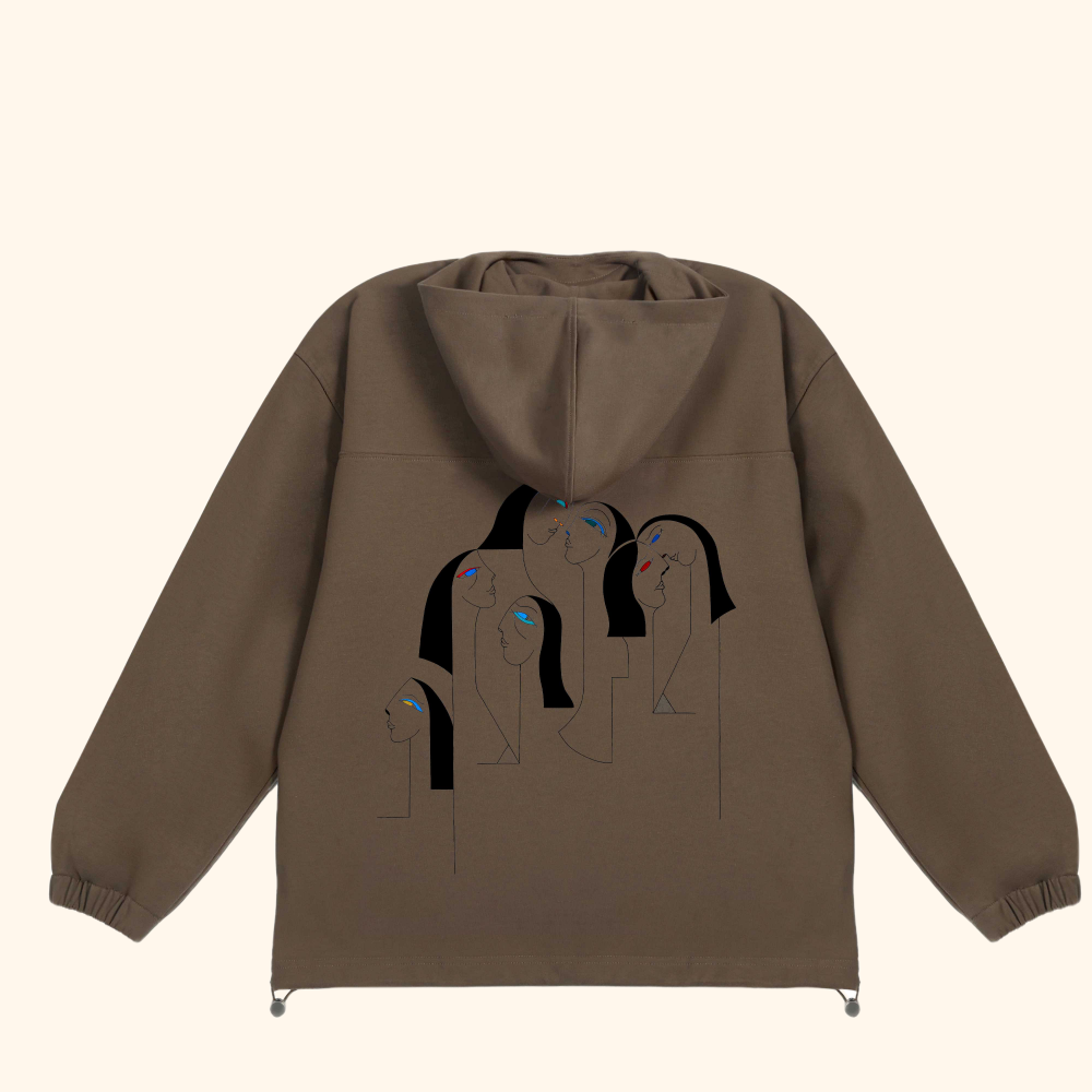 Hoodie - High Neck (450g) in Coffee