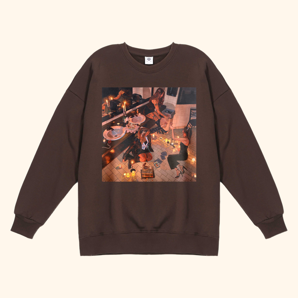 Crewneck Sweatshirt - Basic Style (380g) in Espresso Brown